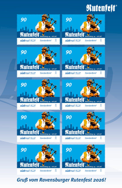Sonderbriefmarke Ravensburger Rutenfest 2026 –  Standardbrief – 10er Bogen