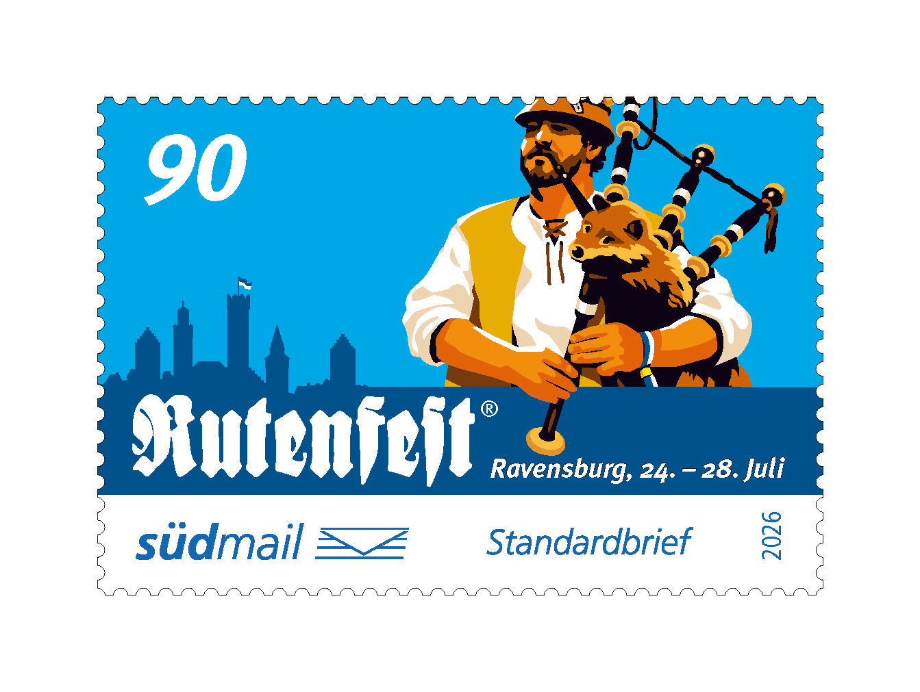 Sonderbriefmarke Ravensburger Rutenfest 2026 –  Standardbrief – 10er Bogen